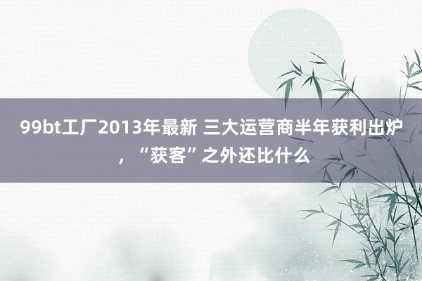 99bt工厂2013年最新 三大运营商半年获利出炉 ，“获客”之外还比什么