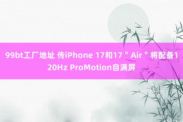 99bt工厂地址 传iPhone 17和17"Air"将配备120Hz ProMotion自满屏