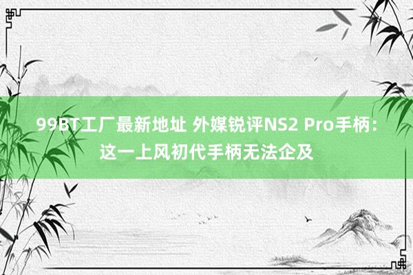 99BT工厂最新地址 外媒锐评NS2 Pro手柄：这一上风初代手柄无法企及