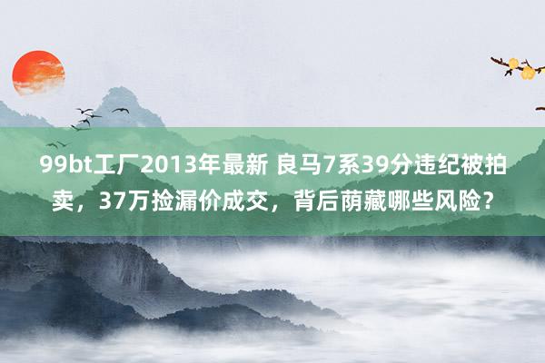 99bt工厂2013年最新 良马7系39分违纪被拍卖，37万捡漏价成交，背后荫藏哪些风险？