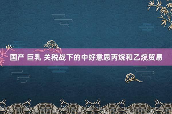 国产 巨乳 关税战下的中好意思丙烷和乙烷贸易