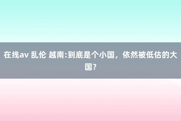 在线av 乱伦 越南:到底是个小国，依然被低估的大国？